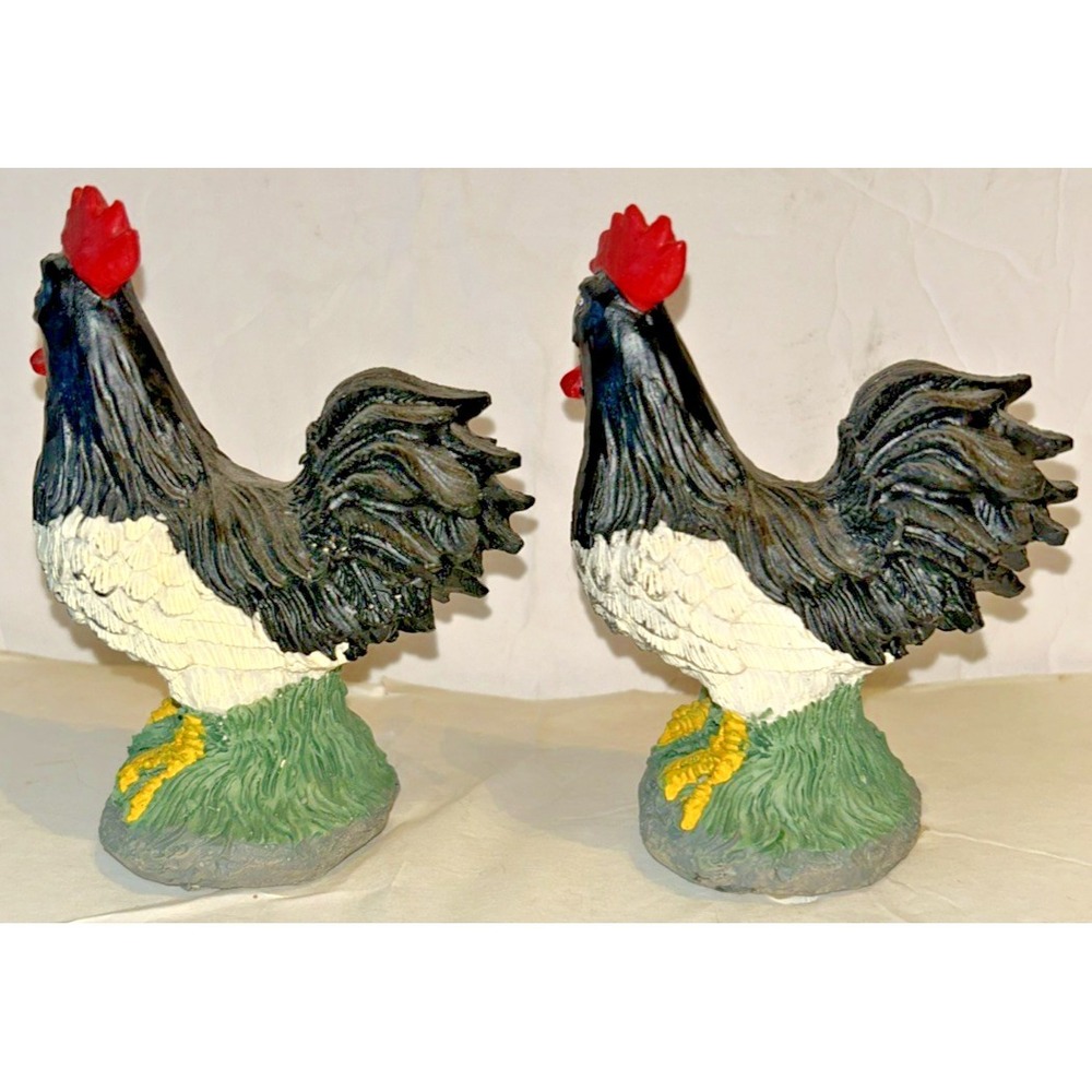 Rooster Figurine Resin Statue COLORFUL Bird SUNFLOWERS Farm Chicken 4.5"Lot Of 2 - Picture 3 of 5